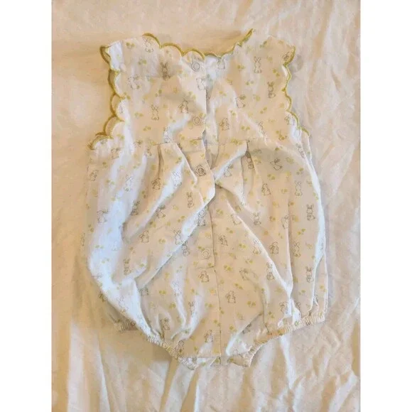 Mon Premier Major Baby Infant Girls Bunny Bubble Romper 6 Months White/Yellow - Picture 5 of 5